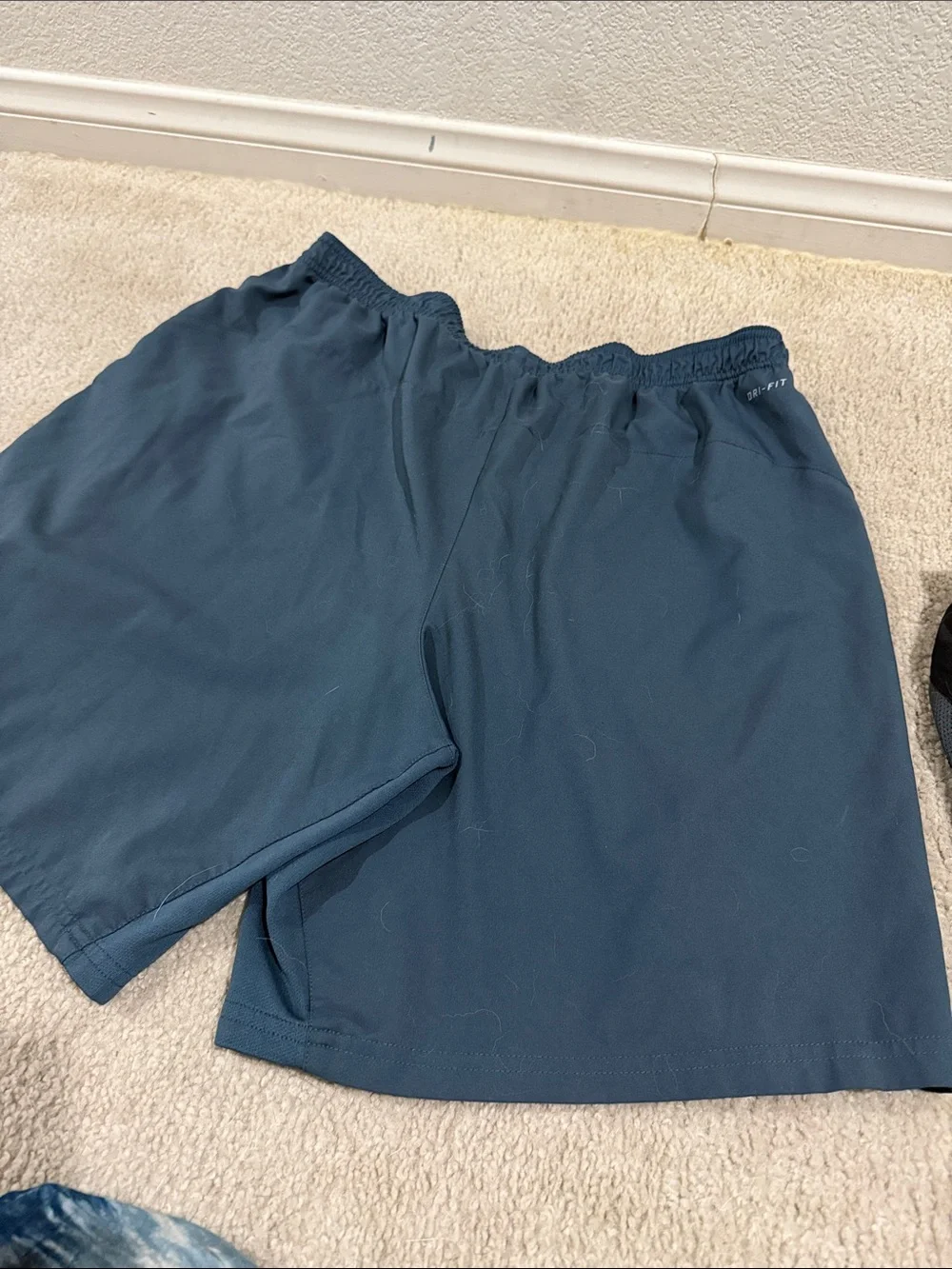 Nike Men’s Athletic Shorts — Black and Slate Blue with Orange Trim xl set of 2